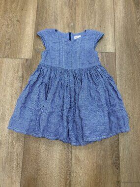 🌟 MORLEY 🌟 GIRLS GINGHAM TENCEL BLEND FIT & FLARE SUN DRESS BLUE SZ 3